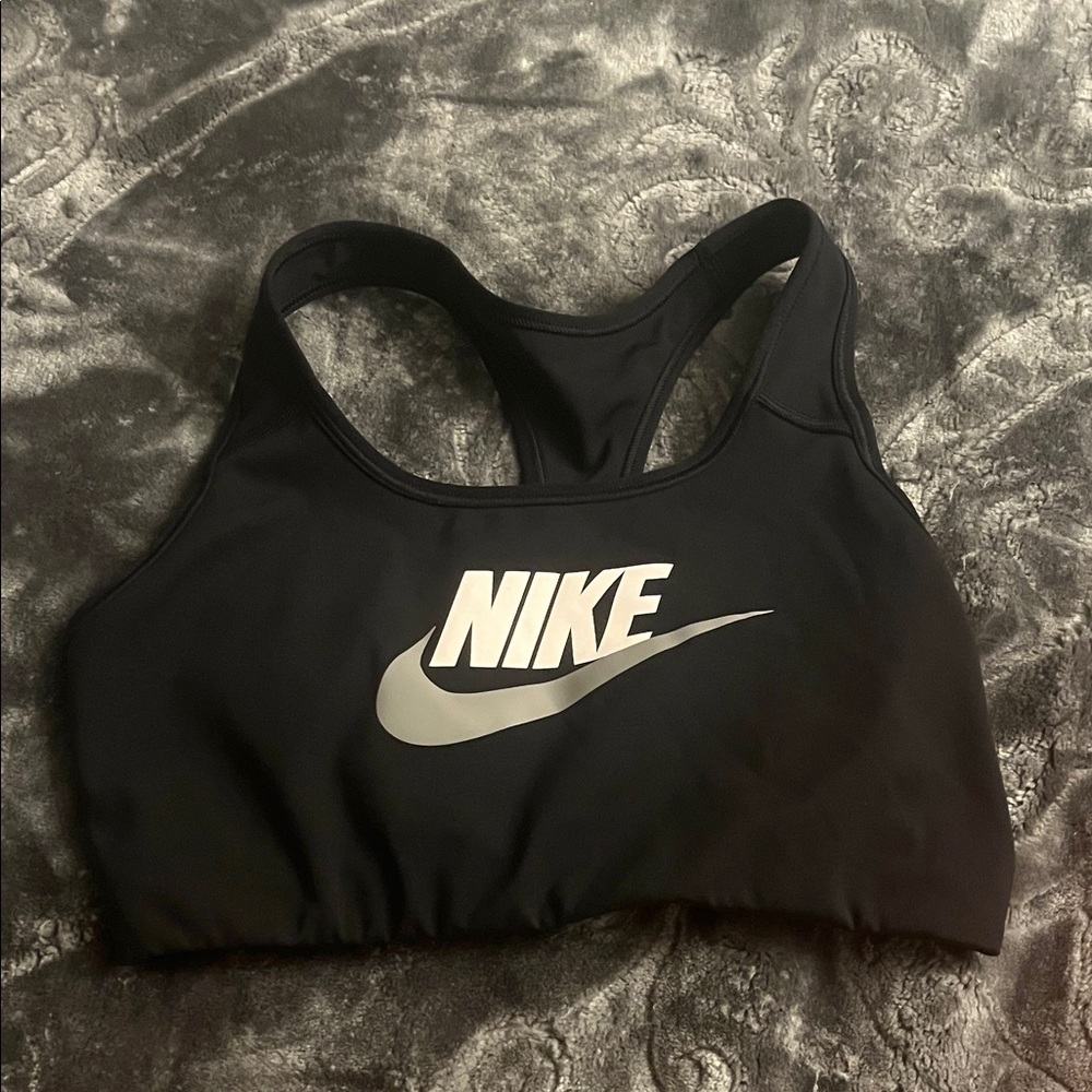 Nike Black Sports Bra with White Swoosh Logo